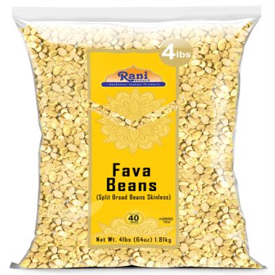 Rani Fava Beans (Split Broad Beans Skinless) 64oz (4lbs) 1.81kg Bulk ~ All Natural | Gluten Friendly | Non-GMO | Kosher | Vegan | Product of USA