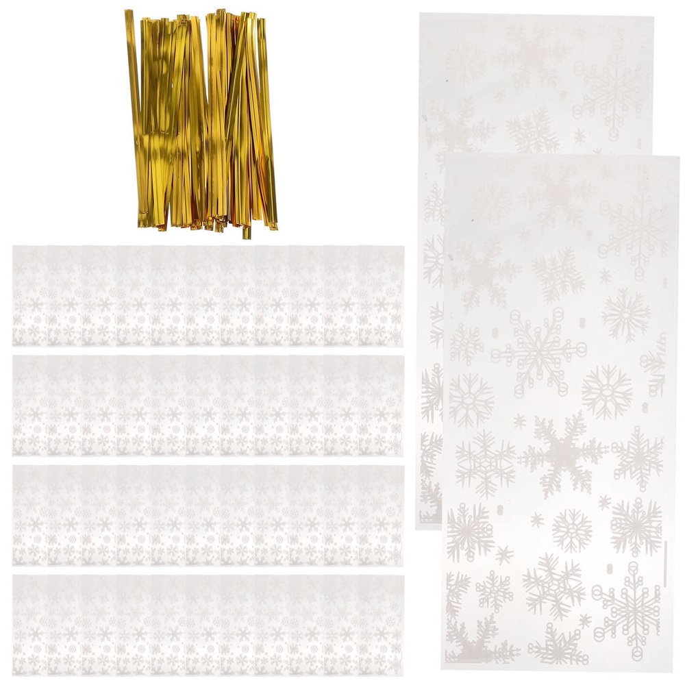 EXCEART 50Pcs Christmas Cellophane Treat Bags with Ties for Candy Cookie Packaging Holiday Goodie Wrapping Bags for Party Favors