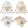 Zhengmy 100 Pcs Heart Burlap Bags 4 x 6 Inch Drawstring Linen Gift Pouch, Mini Gift Jewelry Drawstring Burlap Bag for Valentines Day Wedding Birthday Easter Christmas Party Favors view 1