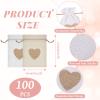 Zhengmy 100 Pcs Heart Burlap Bags 4 x 6 Inch Drawstring Linen Gift Pouch, Mini Gift Jewelry Drawstring Burlap Bag for Valentines Day Wedding Birthday Easter Christmas Party Favors view 2