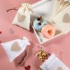 Zhengmy 100 Pcs Heart Burlap Bags 4 x 6 Inch Drawstring Linen Gift Pouch, Mini Gift Jewelry Drawstring Burlap Bag for Valentines Day Wedding Birthday Easter Christmas Party Favors view 3