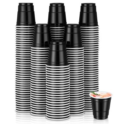 Yetene 200 Pcs 2 oz Plastic Shot Cups Mini Shot Tasting Cups for Wine Whiskey Food Wedding Baby Shower Party Drinking Beer Taste Supplies(Black)