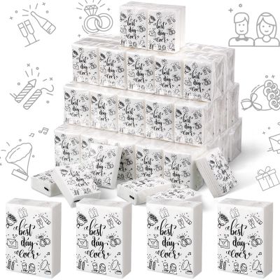 100 Pcs Wedding Facial Tissues Welcome Bags Mini Pocket Tissues Travel Size Wedding Favors for Guests 3 Ply Thank You for Celebrating with Us Celebration Graduation(Simplicity)
