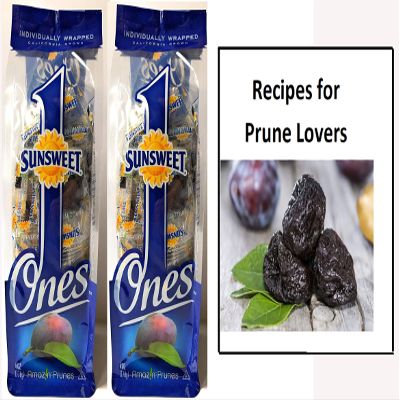 Sunsweet Individually Wrapped Pitted Prunes - 2 Packages (Each Pack is 6 Ounces) and a Prune Recipe Book