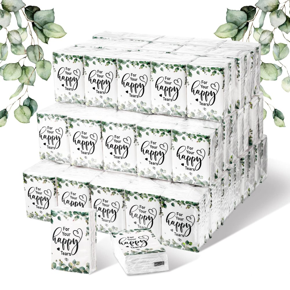 120 Pack Wedding Facial Tissues Items for Welcome Bags Pocket Tissues Mini Tissues Travel Size Wedding Favors Guests 3 Ply Tissue Packs for Wedding Party Ceremony Graduation