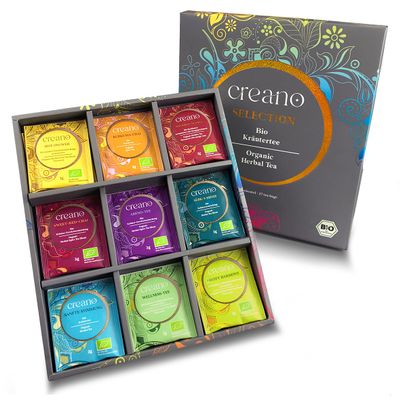 Creano Organic Herbal Tea Sampler Gift Set - Tea Gift Box - 27 Organic Tea Bags in 9 Different Varieties 54 g