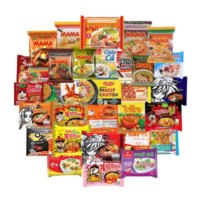 Mystery Asian Ramen Noodles Variety Pack of 12 Instant Noodle with Chopsticks