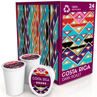 Atlas Coffee Club Coffee Pods  Dark Roast, Single-Origin Costa Rica, 24 Count  Compatible with Keurig K-Cup Brewers  100% Recyclable, Premium Arabica Coffee