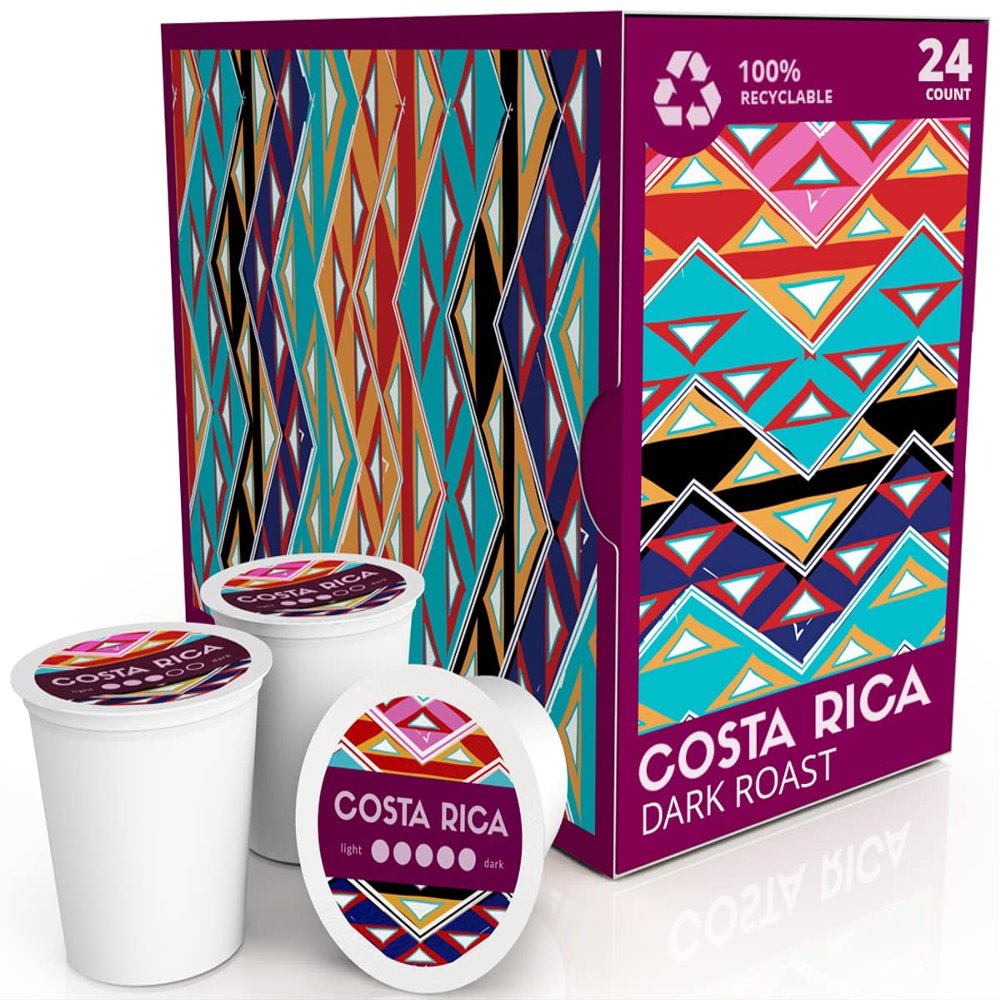 Atlas Coffee Club Coffee Pods Dark Roast, Single-Origin Costa Rica, 24 Count Compatible with Keurig K-Cup Brewers 100% Recyclable, Premium Arabica Coffee