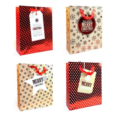 allgala 12-PC (12.5x10.25 inch) Premium Metallic Foil Hotstamping Chritmas Gift Bag-GP91052
