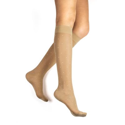 Rejuva Women s Sheer Dot Pattern 15-20 mmHg Knee High Compression Stockings