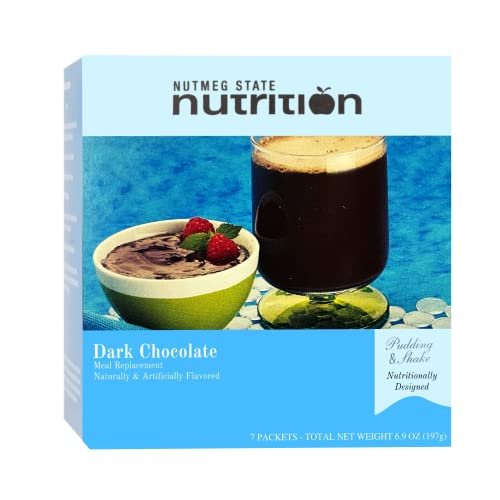 Nutmeg State Nutrition - Pudding or Shake, Low Calories, 15g Protein, Low Fat, 7 Servings Per Box (Dark Chocolate)