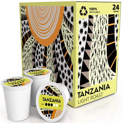 Atlas Coffee Club Coffee Pods  Light/Medium Roast, Single-Origin Tanzania, 24 Count  Compatible with Keurig K-Cup Brewers  100% Recyclable, Premium Arabica Coffee