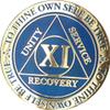 11 Year AA Medallion Reflex Blue Gold Plates Sobriety Chip XI view 1