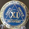 11 Year AA Medallion Reflex Blue Gold Plates Sobriety Chip XI view 4