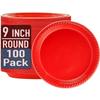 17supply Disposable Plastic Plates Red, Pack of 100pcs 9" Round Plastic Plates for Special Events, Parties, Dinners, Picnics, or Travel. view 1