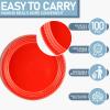 17supply Disposable Plastic Plates Red, Pack of 100pcs 9" Round Plastic Plates for Special Events, Parties, Dinners, Picnics, or Travel. view 3