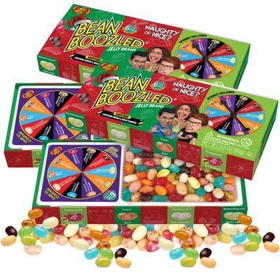 Needzo Christmas 2022 Naughty or Nice Bean Boozled Jelly Beans with Spinner Game Gift Set, Holiday Themed Weird Flavor Chewy Candies, Pack of 2 3.5 Ounces
