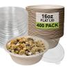 [400 Pack] 16 oz Compostable Paper Bowls with Lids Heavy-Duty Disposable Bowls, Eco-Friendly Natural Bagasse Unbleached, Hot or Cold Use, 100% Biodegradable Soup Bowls Sugarcane view 1