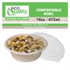 [400 Pack] 16 oz Compostable Paper Bowls with Lids Heavy-Duty Disposable Bowls, Eco-Friendly Natural Bagasse Unbleached, Hot or Cold Use, 100% Biodegradable Soup Bowls Sugarcane view 4