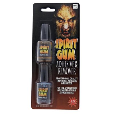 Spirit Gum Adhesive and Remover - Combo Pack of 0.5 Fl. Oz. Prosthetic Skin Adhesive & 0.5 Fl. Oz Spirit Gum Remover