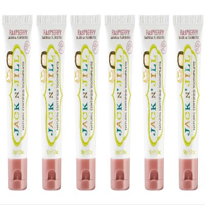 Jack N' Jill Natural Toothpaste for Kids - Fluoride Free Toothpaste, 40% Xylitol, BPA-Free - Raspberry, 1.76 oz (Pack of 6)
