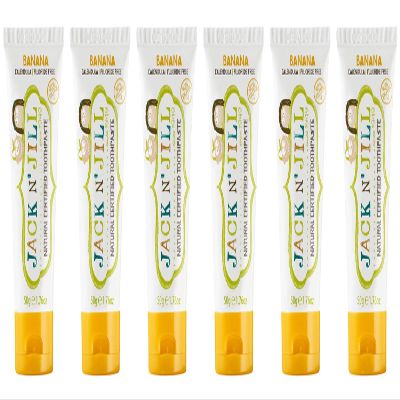 Jack N' Jill Natural Toothpaste for Kids - Fluoride Free Toothpaste, 40% Xylitol, BPA Free - Banana, 1.76 oz (Pack of 6)