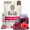 Salud 2-in-1 Hydration Packets + Immunity Electrolytes Powder, Hibiscus - Jamaica Agua Fresca Drink Mix, Elderberry, Dairy & Soy Free, Non-GMO, Gluten Free, Vegan, Low Calorie, 1g Sugar (15 Servings) view 1