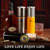 Cigar Travel Humidor for 3 to 4 Cigars Stainless Steel Portable Travel Cigar Tube Built in Hygrometer & Humidifier, YellowGifts for Men view 2