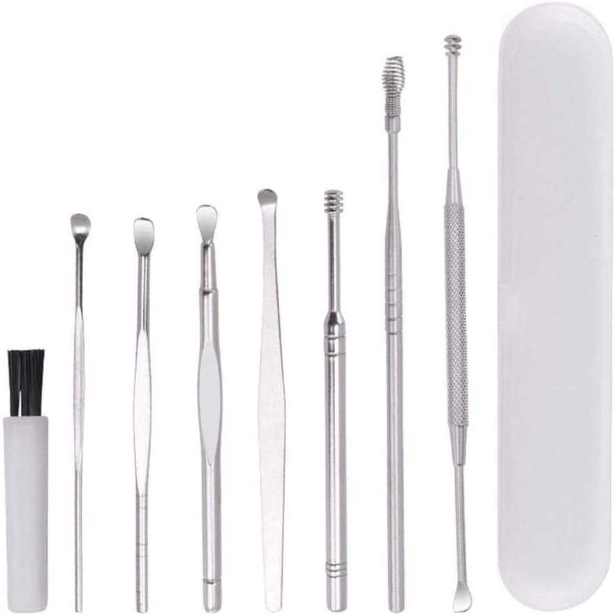 DULASP Ear Pick Spoon Ear Cleansing Tool Set - Stainless Steel Ear Pick Ear Spring Screw Dig Pick Tool Set Ear Pick Cleaning Spoon