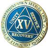 15 Year AA Medallion Reflex Blue Gold Plates Sobriety Chip XV view 4
