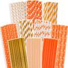 qiqee Gold Orange Disposable Straws for Drinking 150pcs Disposable Straws Bulk10 Pattern view 1