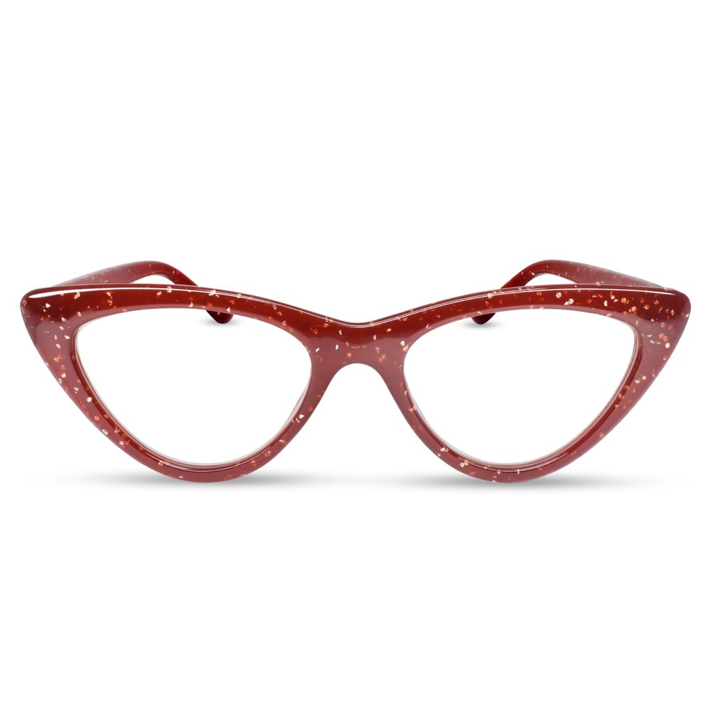 2SeeLife Cateye Reading Glasses for Women  Premium Readers with a Durable, Sturdy Narrow Frame & Spring Hinges, Ruby Red, +3.50