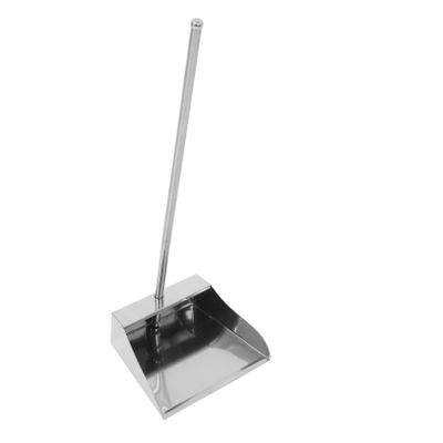 DOITOOL Pans with Long Handle, Stainless Steel Upright Dustpan Heavy Duty Lobby Dustpan for Lobby, Garage, Home and, 30.34 Length (Pan)