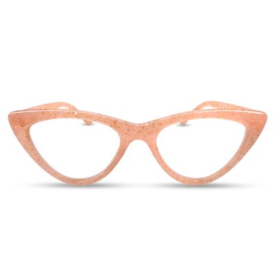 2SeeLife Sparkle Cat Eye Reading Glasses for Women  NarrowMedium Fit, Sturdy Frame, Spring Hinges, Premium Glitter Readers, Shiny Pink, +5.00