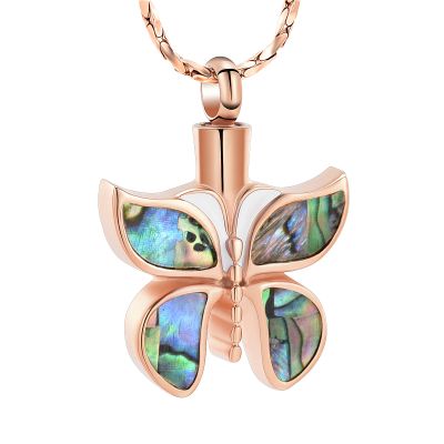 BIAIHQIE Butterfly Urn Necklace for Ashes for Women Abalone Shell Ashes Necklace Cremation Jewelry for Ashes for Human Keepsake Memorial,2