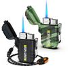 Torch Lighter, 2 Pack Butane Lighter, Windproof Outdoor Gas Lighter Adjustable Jet Flame Lighters, Fireplace Fireworks Grill Camping BBQ Lighter, Gifts for Men. (Black+Camo) (Without Butane) view 1