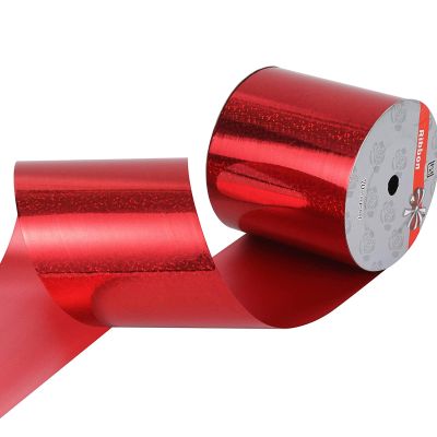 4inch x 50yards Shiny Waterproof Ribbon,Red Curling Ribbon for Gifts Package Wrapping,Crafting. (Red)