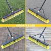 24 Inches Push Broom Outdoor Heavy Duty Broom with 63" Long Handle for Deck Driveway Garage Yard Patio Concrete Floor Cleaning Yellow view 2