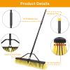 24 Inches Push Broom Outdoor Heavy Duty Broom with 63" Long Handle for Deck Driveway Garage Yard Patio Concrete Floor Cleaning Yellow view 4