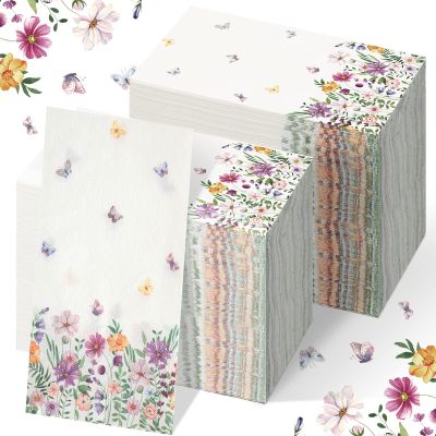 200 Pcs Spring Decorative Disposable Hand Towels Paper 2 Ply easter Guest Towels Paper Hand Towels for Bathroom Floral Disposable Napkins for Summer Wedding Bridal Shower Party