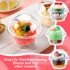 Dingion 200 Set 5oz Clear Plastic Cups Bulk Dessert Disposable Ice Cream Cups with Dome Lids with No Hole Crystal Party Favors for Fruit, Ice Cream, Cake, Cold Drinks Pudding Container view 4