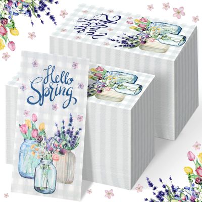 Sinmoe 200 Pcs 2 Ply Spring Guest Napkins Paper Guest Towels for Bathroom Decorative Disposable Hand Paper Towel Summer Floral Napkins for Wedding Bridal Shower Party (Charming, Charming)
