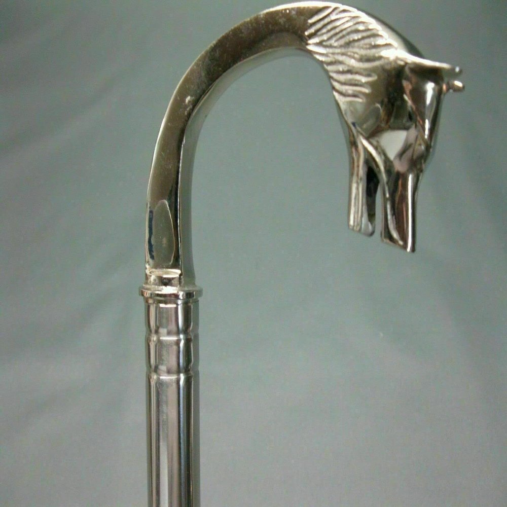 Handmade Noble Luxury Stainless Steel Walking Hiking Shaft Stick Silver Brass Wolf Head Designer Handle Gift by Blackperlcrafts