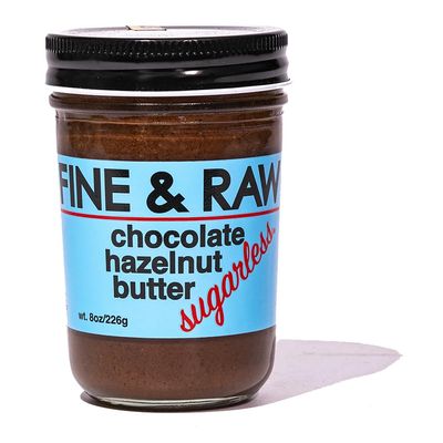 Fine & Raw Sugarless Chocolate Hazelnut Butter Spread 8 Ounce Clean Ingredients, Vegan, Keto Friendly, Organic Chocolate Hazelnut Spread (Sugarless Hazelnut)