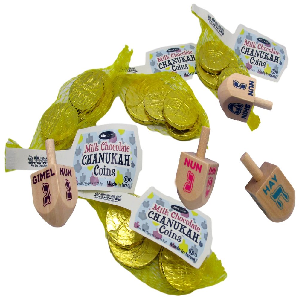 Hanukkah Milk and Dark Chocolate Gelt and Dreidels Gift Sets (Gelt and Dreidels #7)