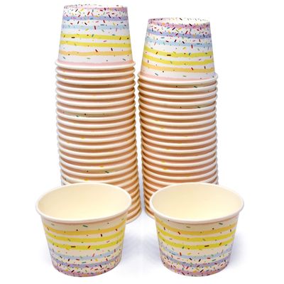 Gift Boutique 48 Ice Cream Sprinkles Treat Snack Cups 10oz Disposable Paper Cup Dessert Frozen Ices Sundae Bowls Stripes for Birthday Party Supplies