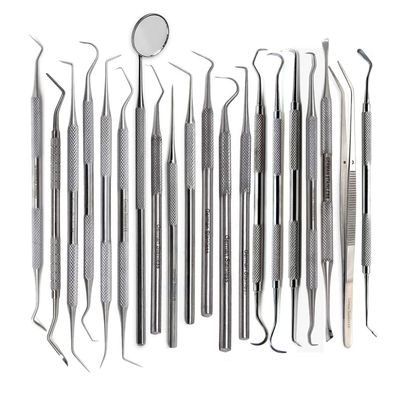 All in One 20 Pcs Teeth Cleaning Kit Made of Stainless Steel with Knurled Handles to Eliminate Bad Breath Improve Oral Health Professional Dentist Picks Tartar Stain Calculus Plaque Remover