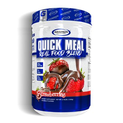 Gaspari Nutrition Quick Meal, Total Meal Replacement Protein Shake, Complete Protein from Beef Protein Isolate, Egg White Protein and Greek Yogurt Protein (2.75 lbs, Chocolate Covered Strawberries)