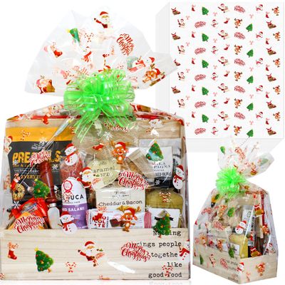 Anapoliz X-Large Christmas Cellophane Wrap Bags (10 Pcs) - 24" X 30", 2.5 Mil Thick Crystal Clear for Gifts, Baskets Wrapping (24Wx30L Inches, Merry Christmas)